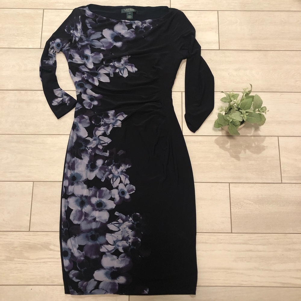 Ralph Lauren Navy and Lavender Bodycon Dress